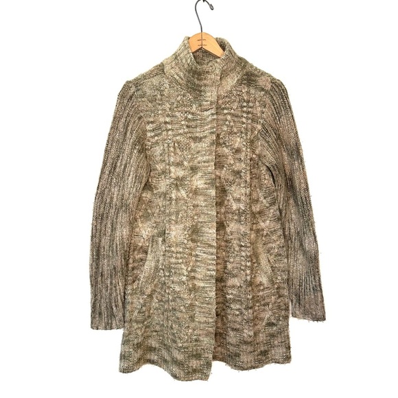 Prana | Marled Button Collar Cable Knit Cardigan Sweater Size Small - Picture 1 of 9